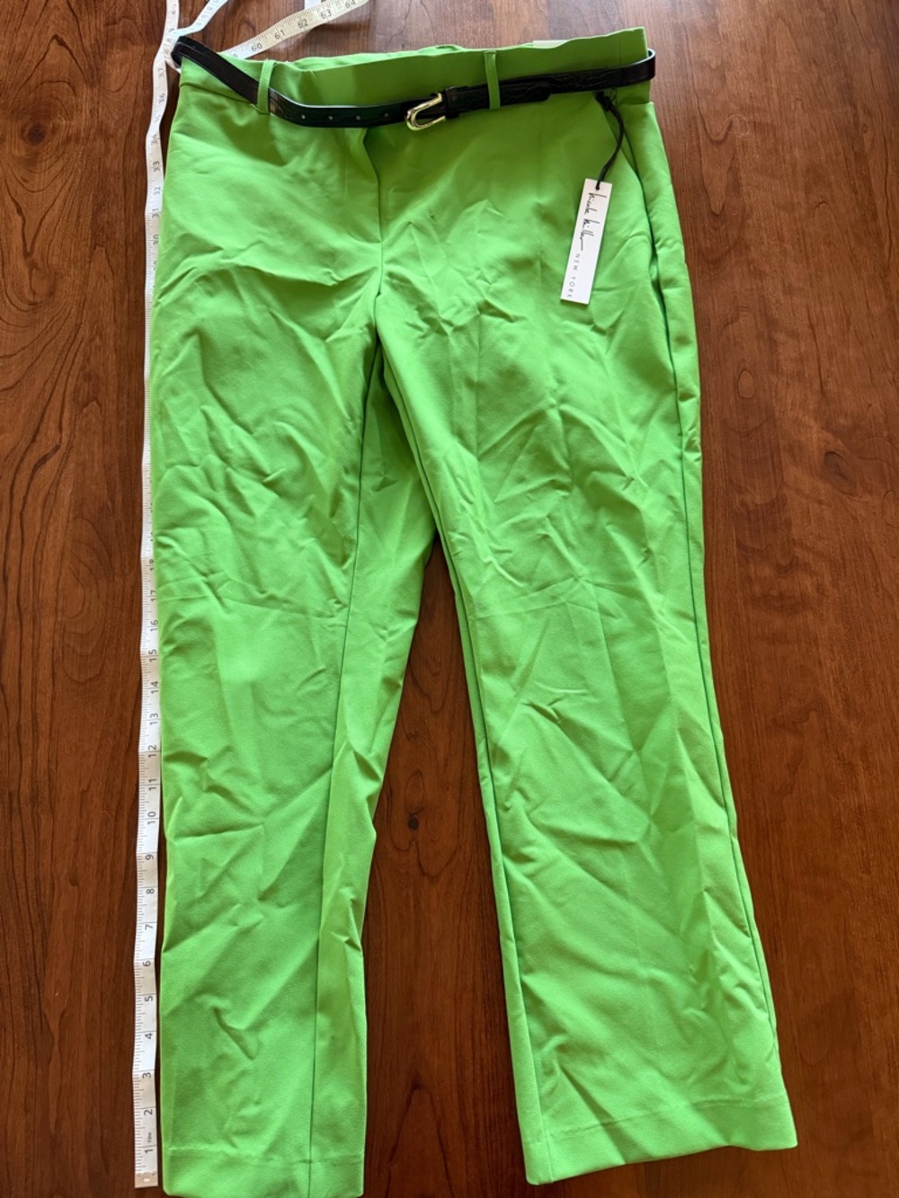 Nicole Miller Lime Green Kick Flare Pants NWT L